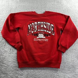 Vintage Raglan Crewneck Sweater Youth Large (14-16) Red Northside Elementary‎